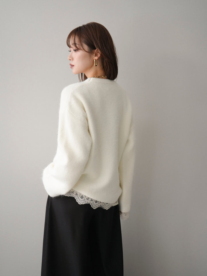 [予約]アンゴラタッチクルーネックニットプルオーバー/white