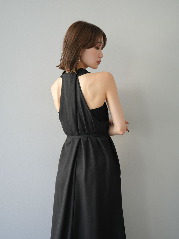 【預購】環形設計不均勻染色洋裝/黑色