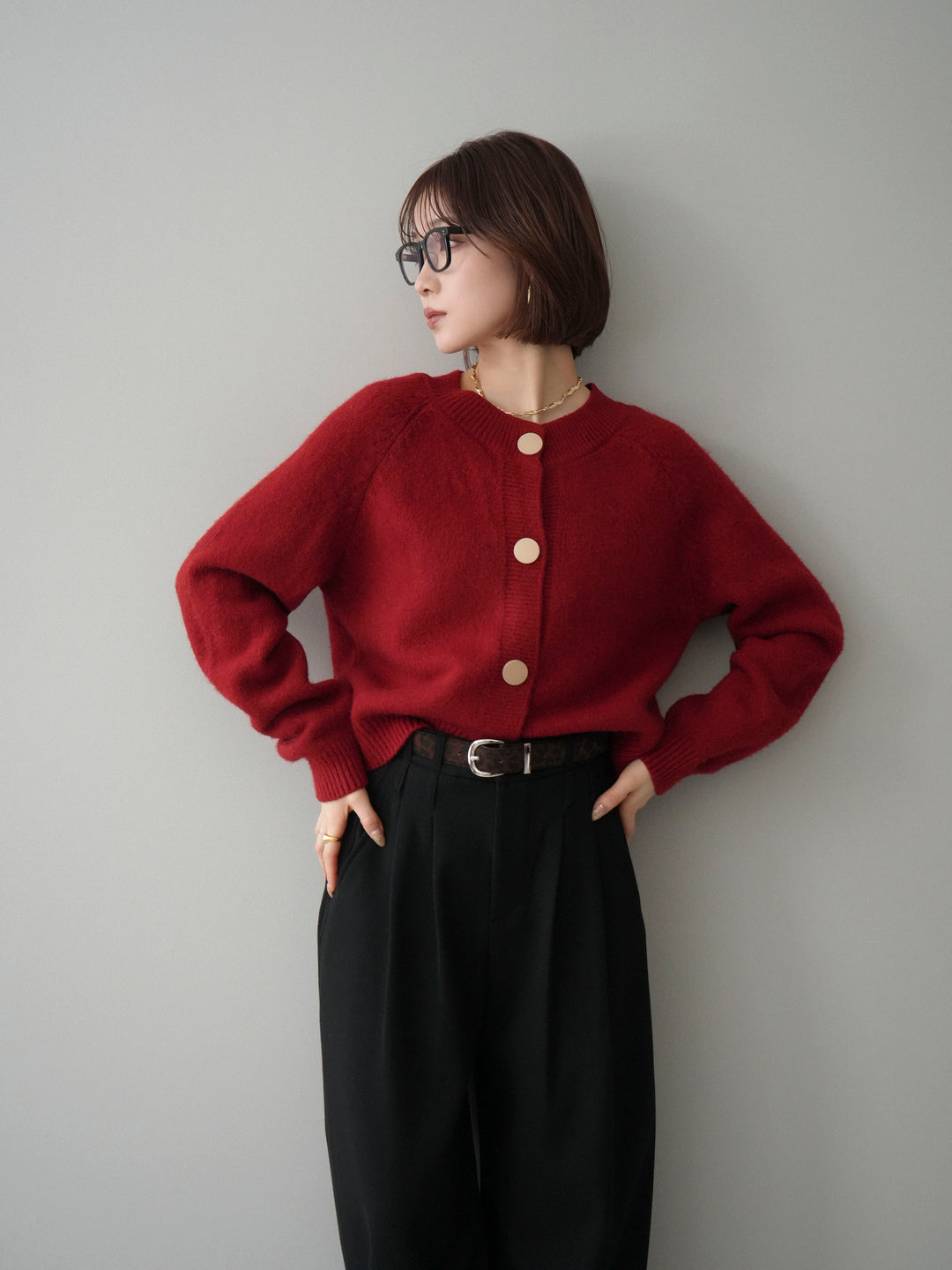 [SET]BIGボタンニットカーディガン+BIGボタンニットカーディガン(2set)