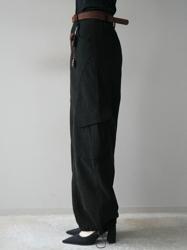 [予約]ベルト付コーデュロイカーゴパンツ/black