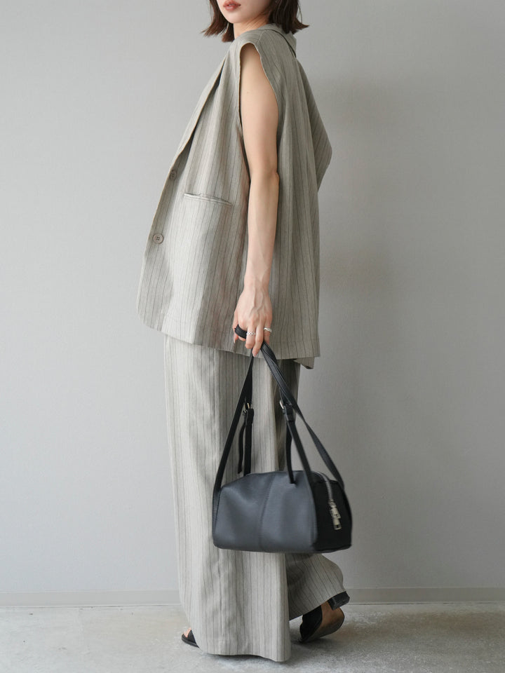 [SET]ヘリンボーンストライプジレ+ヘリンボーンストライプサロペット(2set)