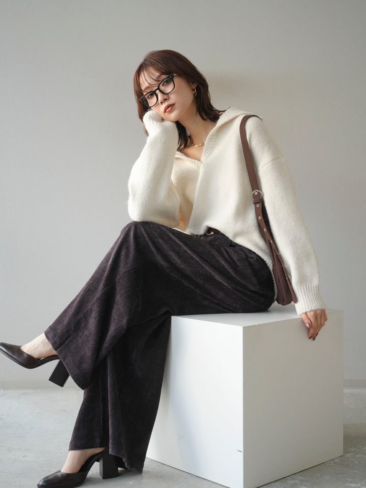 [予約]スキッパーニットプルオーバー/offwhite