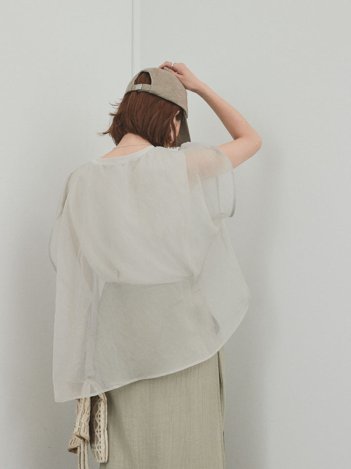 [SET]コンパクトスムースシアーレイヤードトップス+ワッシャーサテンレイヤードスカートパンツ(2set)