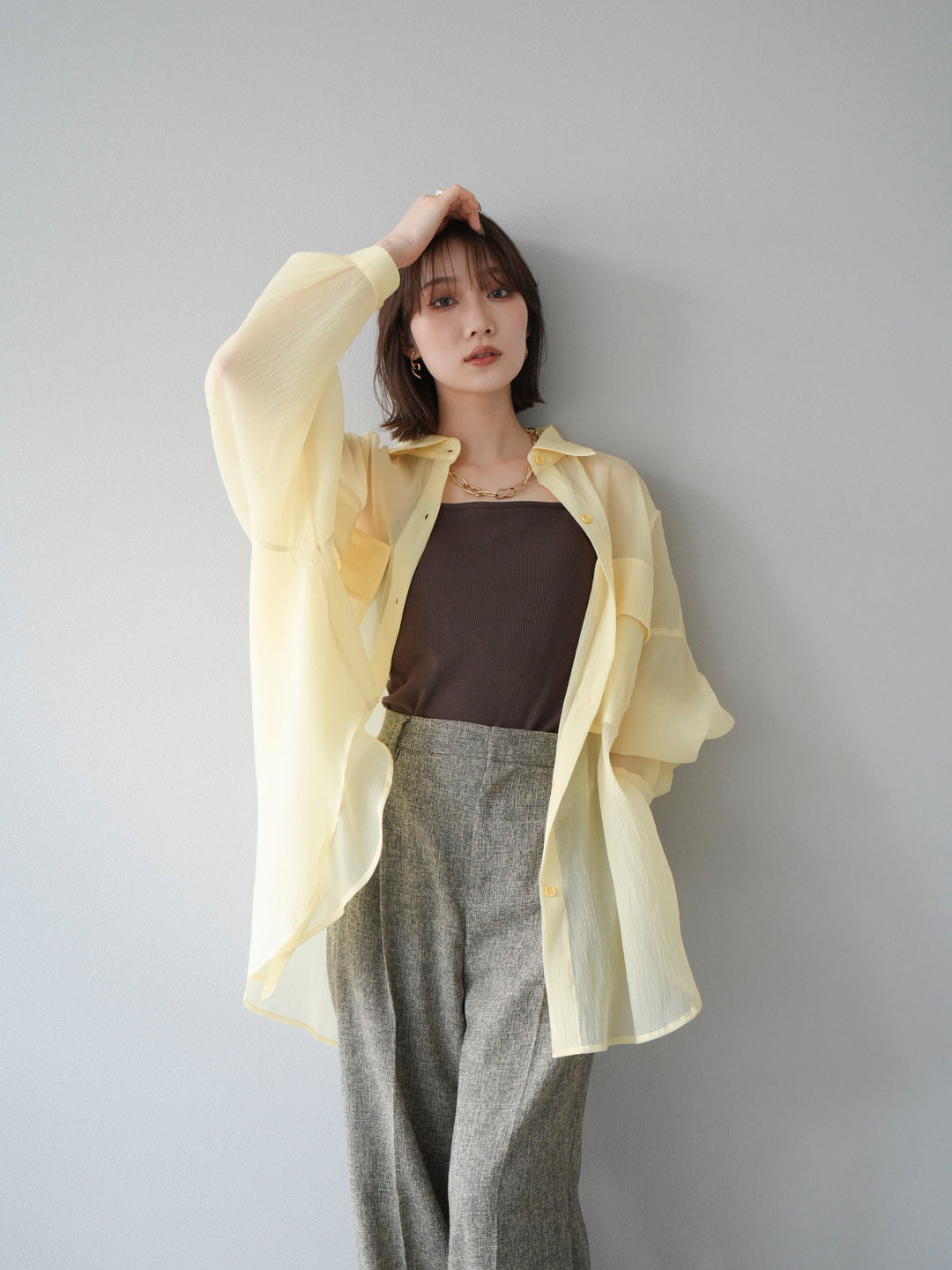 [予約]BIGポケットオーバーシアーシャツ/ライトイエロー