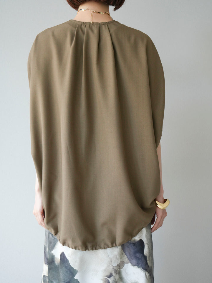 [予約]スリーブレスドロストZIPブルゾン/ブラウン