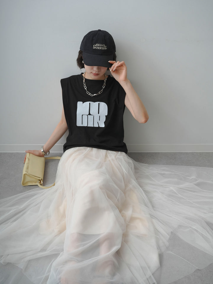 [先行販売！]ショルダータックノースリーブオーバーTEE+ショルダータックノースリーブオーバーTEE(2set)