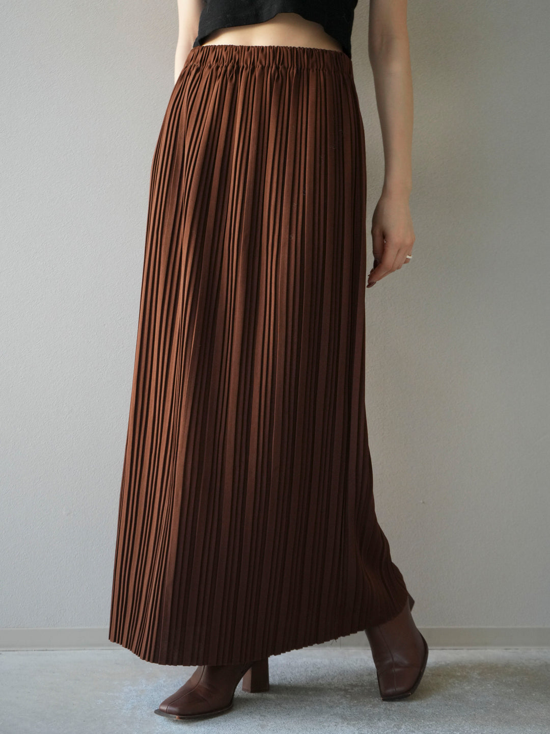 [予約]プリーツIラインスカート/brown