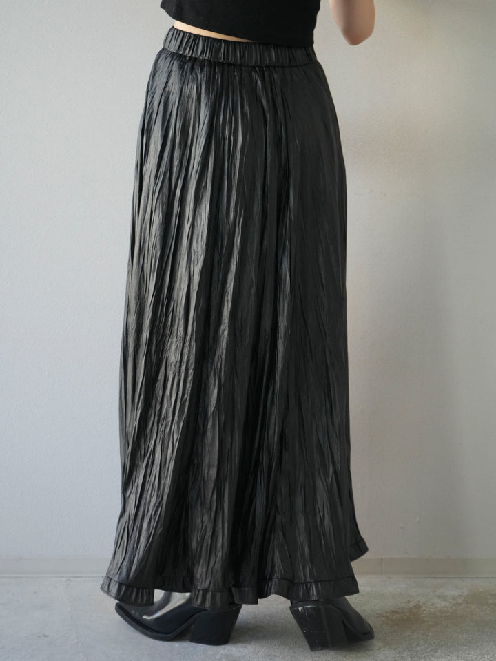 [予約]レザーワッシャーフリルスカート/black