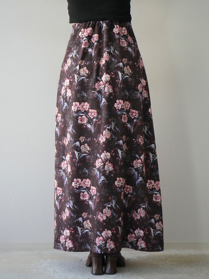 [予約]フラワーナロースカート/ブラウン