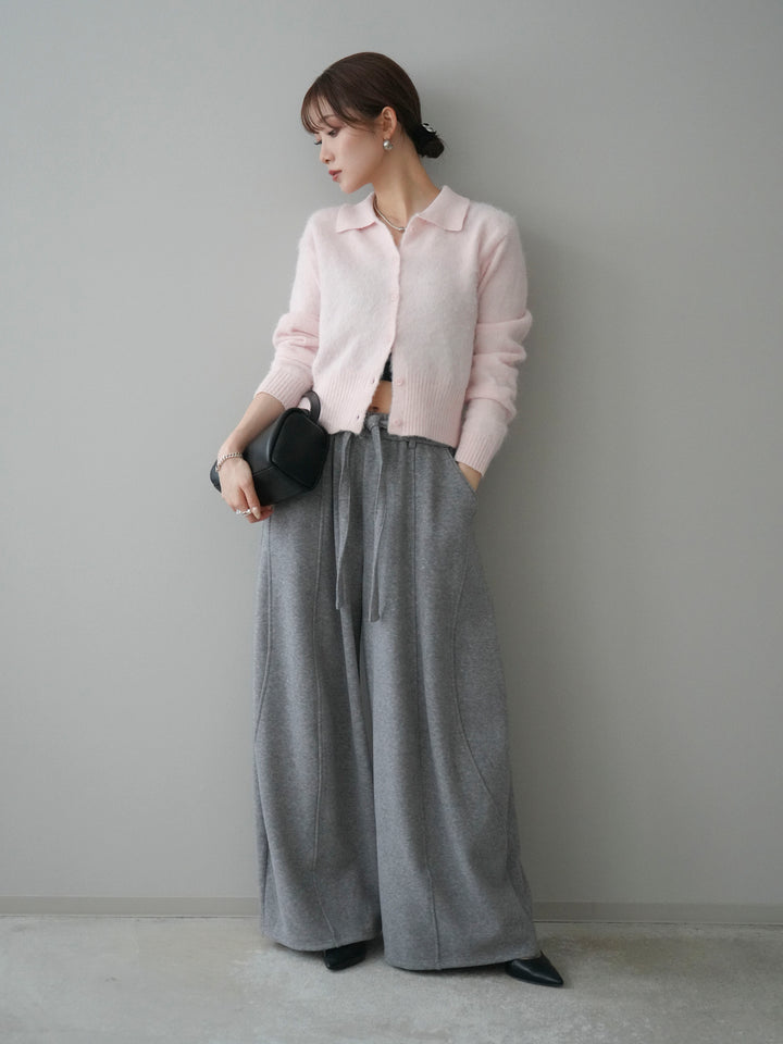 [予約]モヘア衿付きボタンプルオーバー/pink