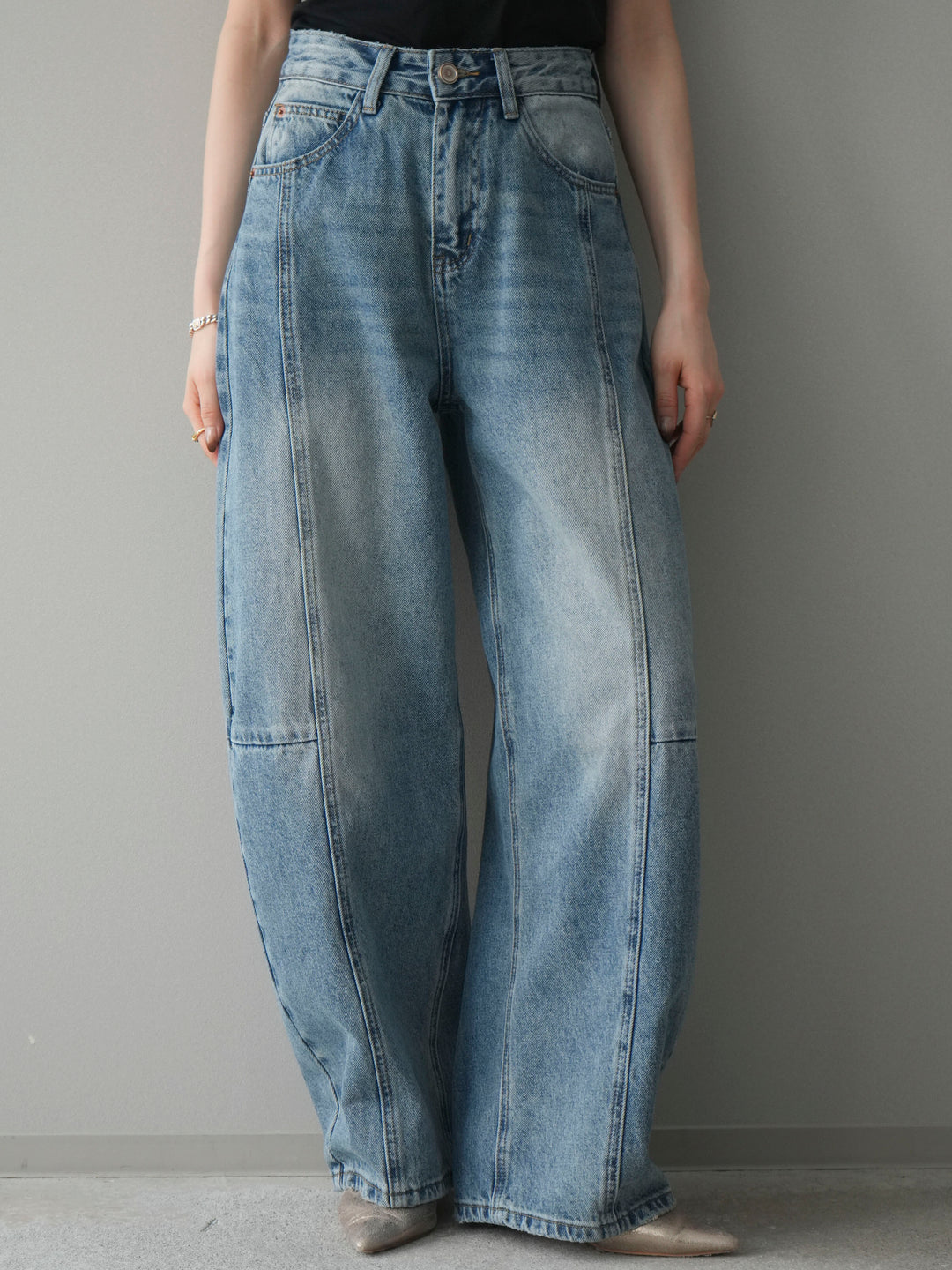 [予約]ガーメントウォッシュカーブデニムパンツ/lightblue