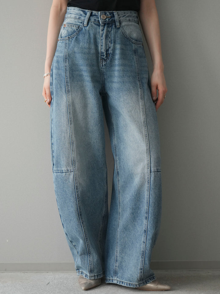 [予約]ガーメントウォッシュカーブデニムパンツ/lightblue