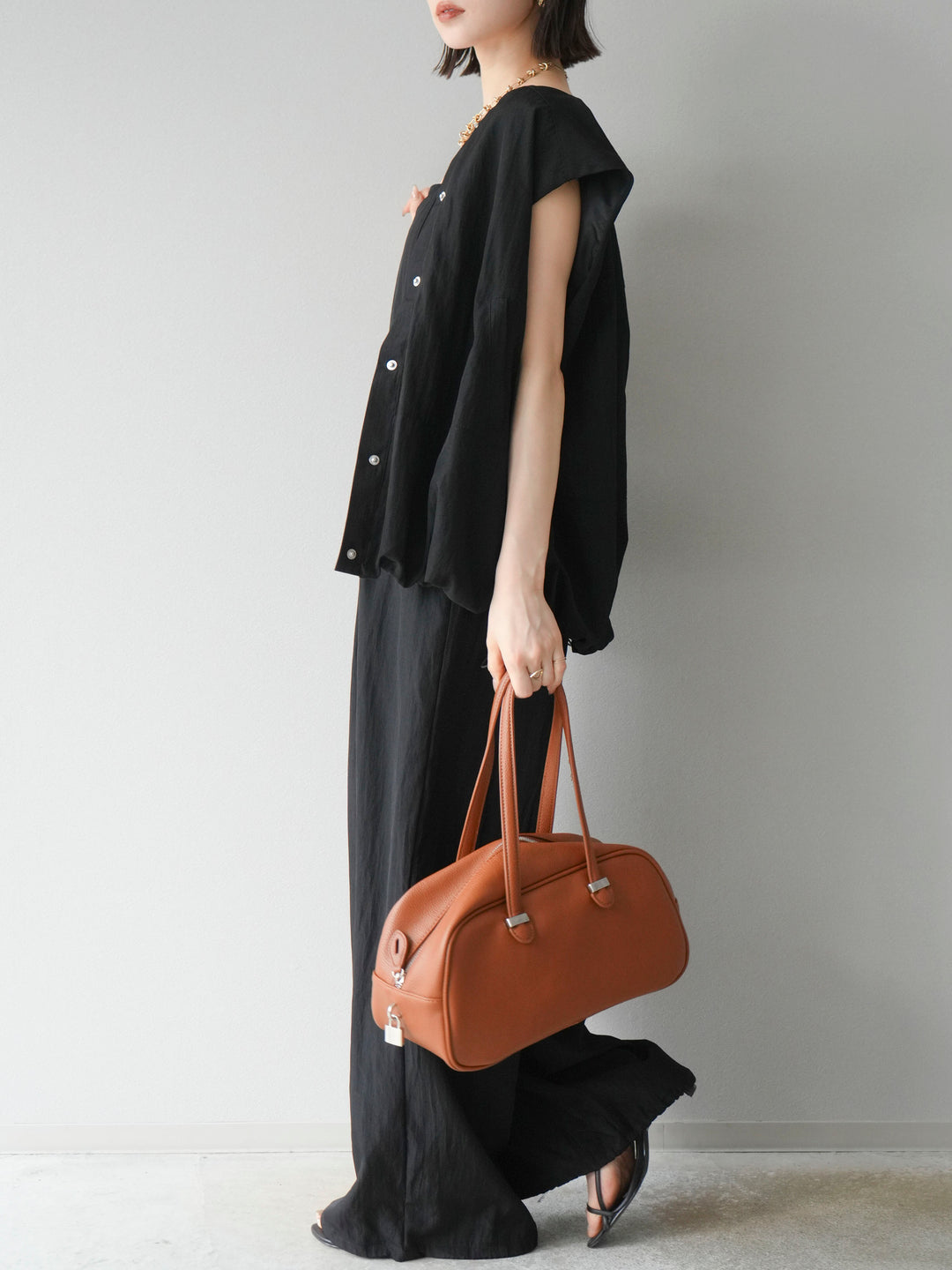 [SET]リネンライクビスチェデザインサロペット+リネンライクドロストバルーンブルゾン(2set)