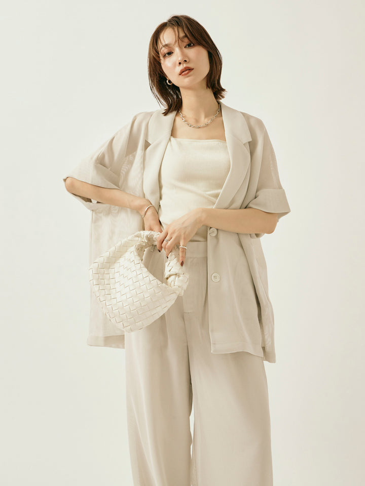 [予約]メッシュハーフテーラードジャケット/オフグレー