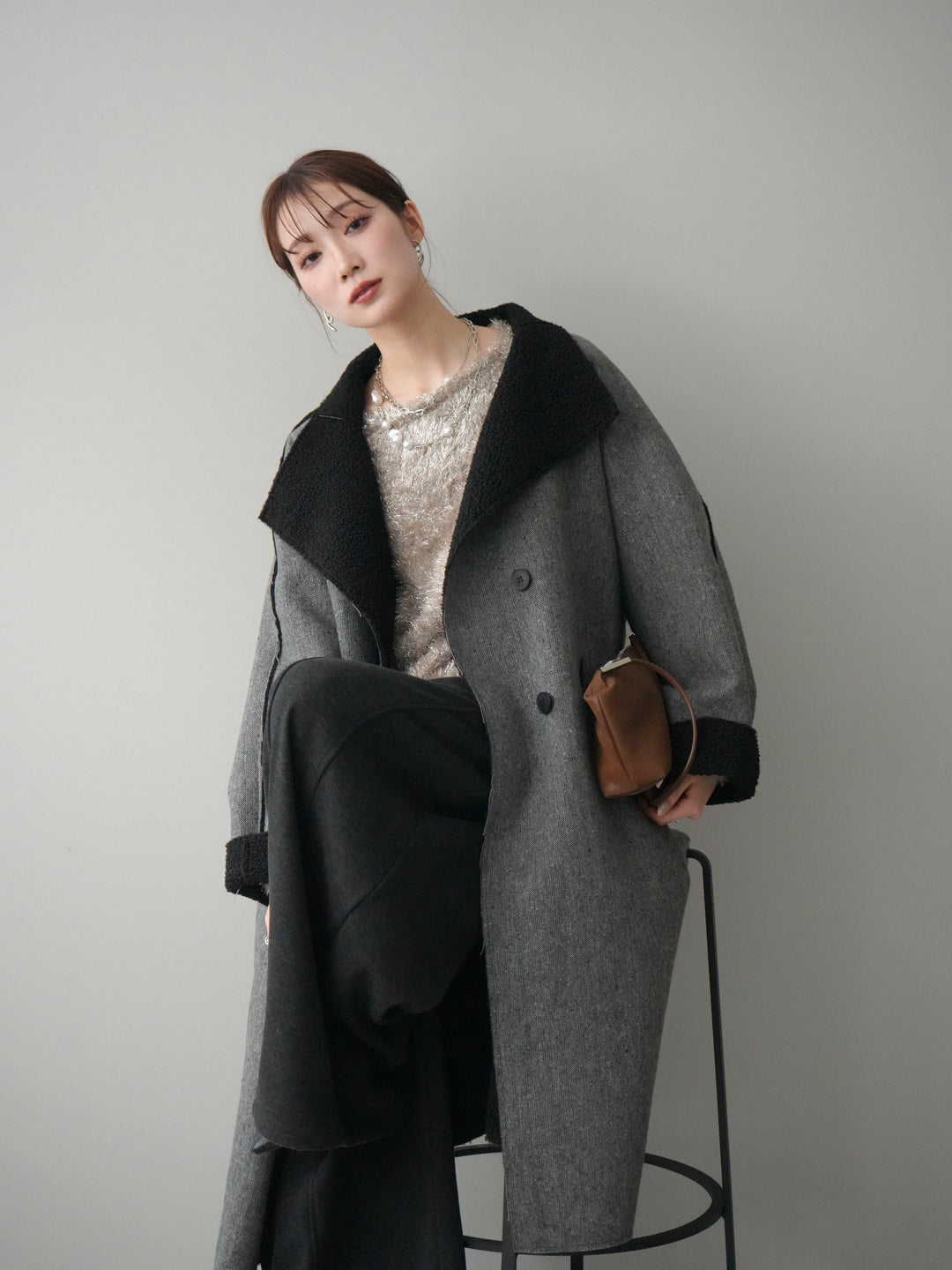 [予約]アウトシーム裏ボアコート/gray