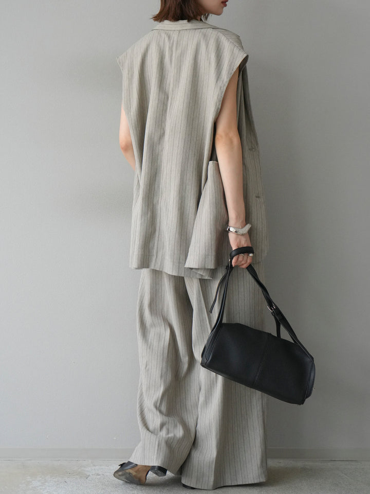 [SET]ヘリンボーンストライプジレ+ヘリンボーンストライプサロペット(2set)