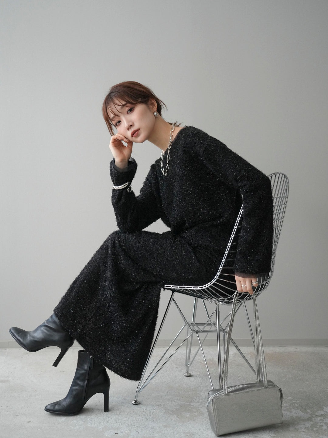 [SET]ラメシャギートップス+選べるアクセセット(2set)