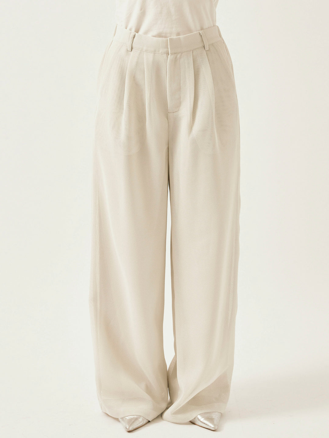 [予約]メッシュタックワイドパンツ/オフグレー