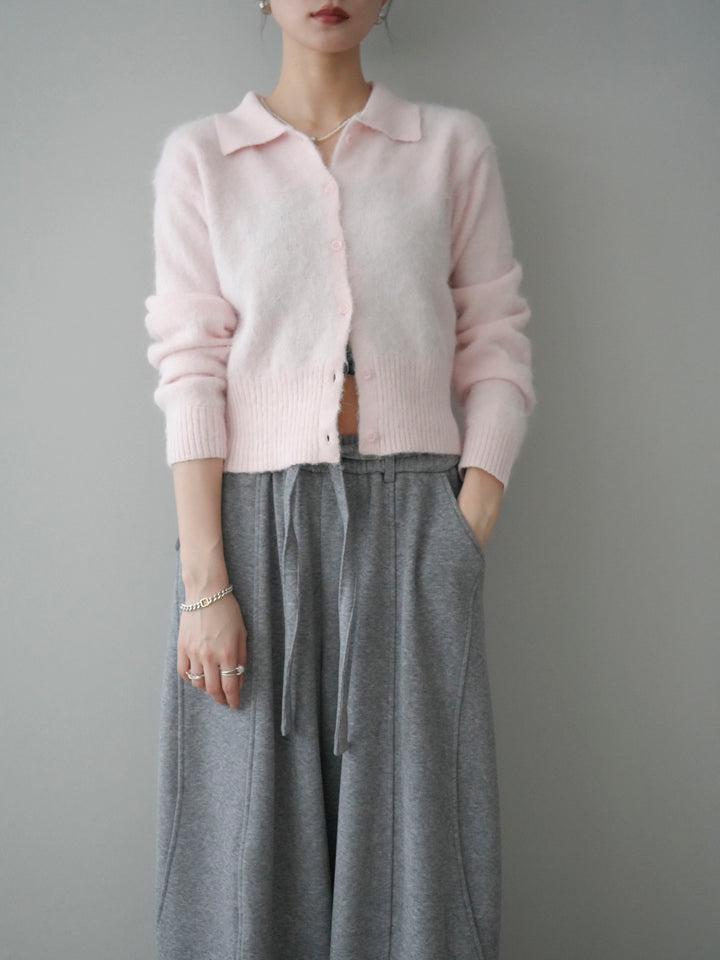 [予約]モヘア衿付きボタンプルオーバー/pink