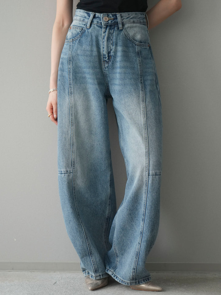 [予約]ガーメントウォッシュカーブデニムパンツ/lightblue