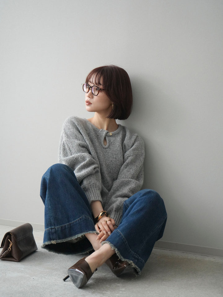 [SET]ツイストネックラメネップヤーンニットプルオーバー+選べるアクセセット(2set)