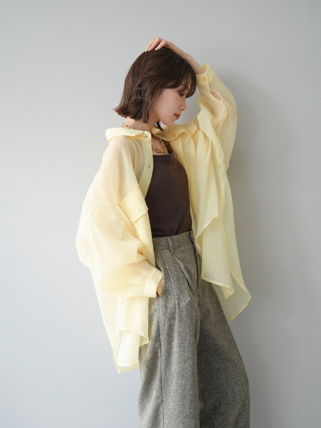 [予約]BIGポケットオーバーシアーシャツ/ライトイエロー