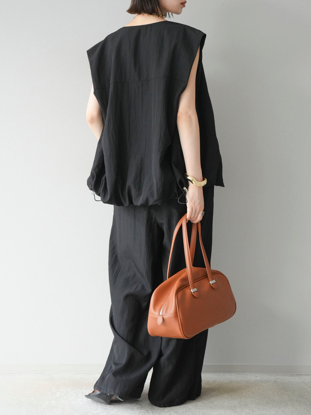 [SET]リネンライクビスチェデザインサロペット+リネンライクドロストバルーンブルゾン(2set)