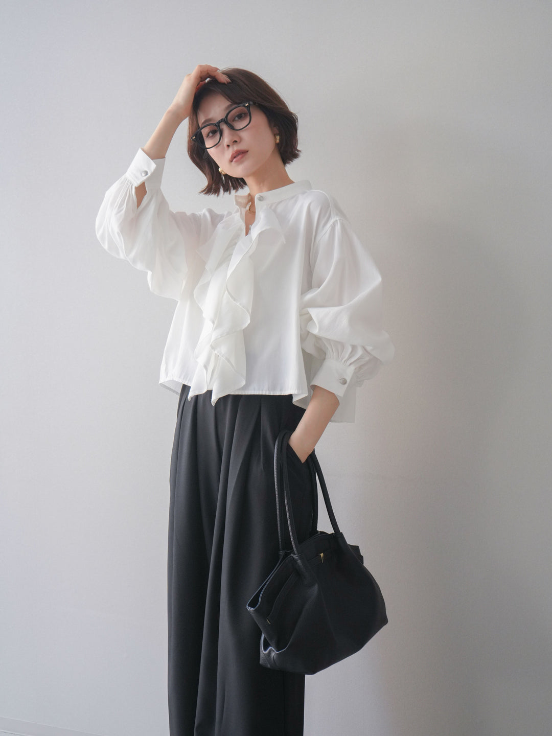 [SET]ラッフルフレアショートブラウス+ラッフルフレアショートブラウス(2set)