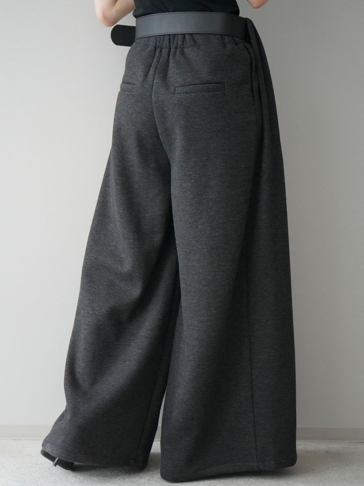 [予約]ベルトデザインループウールワイドパンツ(ベルト付)/gray
