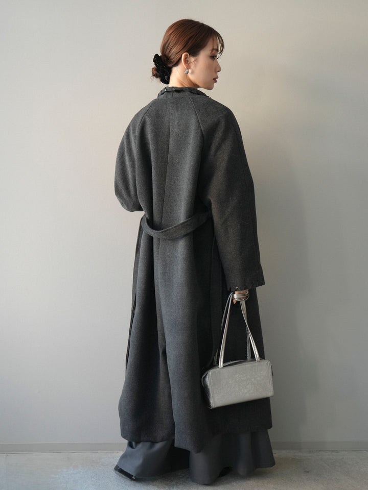 [SET]ハンドステッチ裏中綿ロングコート+選べるアクセセット(2set)