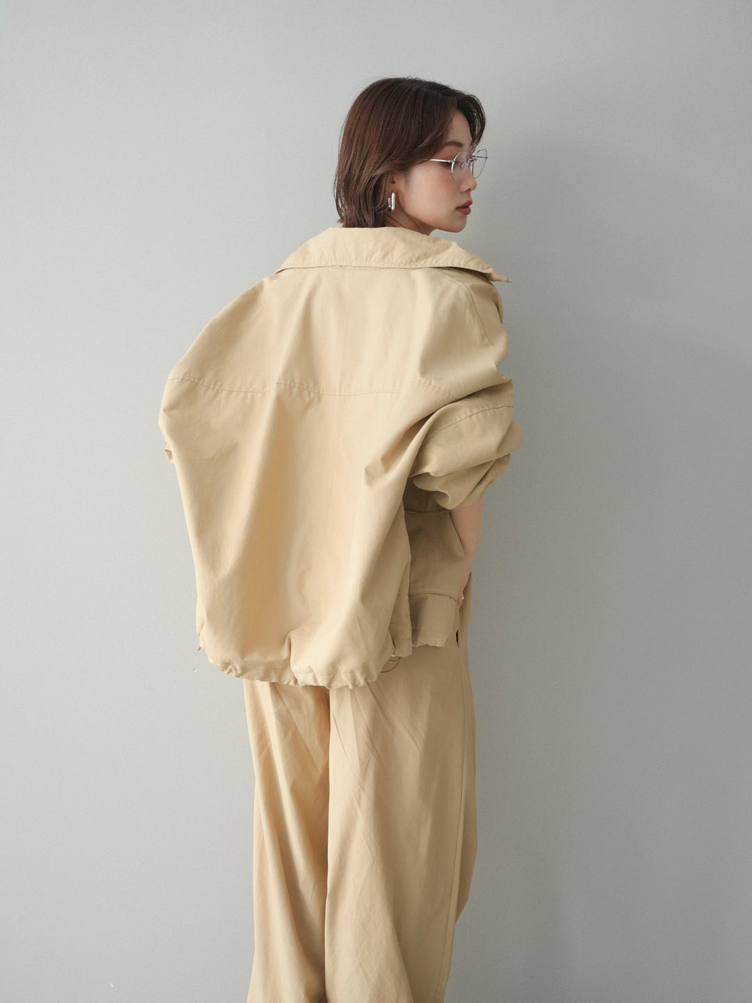 [予約]ビッグポケットコットンナイロンジップブルゾン/beige