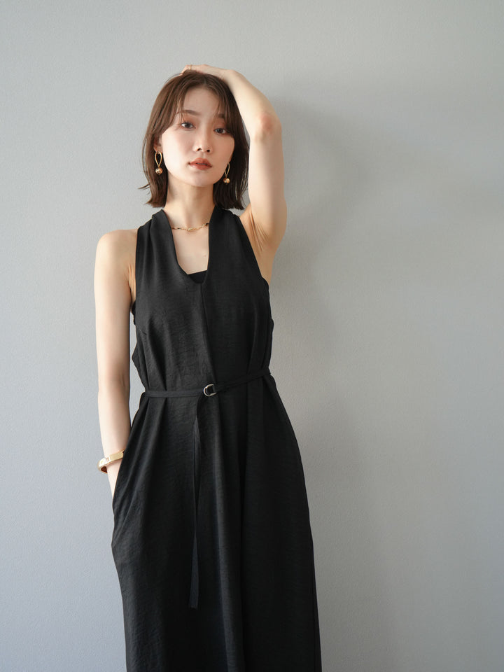 【預購】環形設計不均勻染色洋裝/黑色