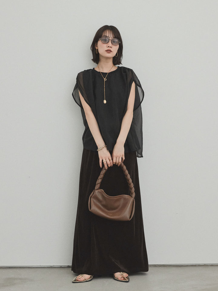 [預訂] 天鵝絨 Anarow 半身裙/炭灰色