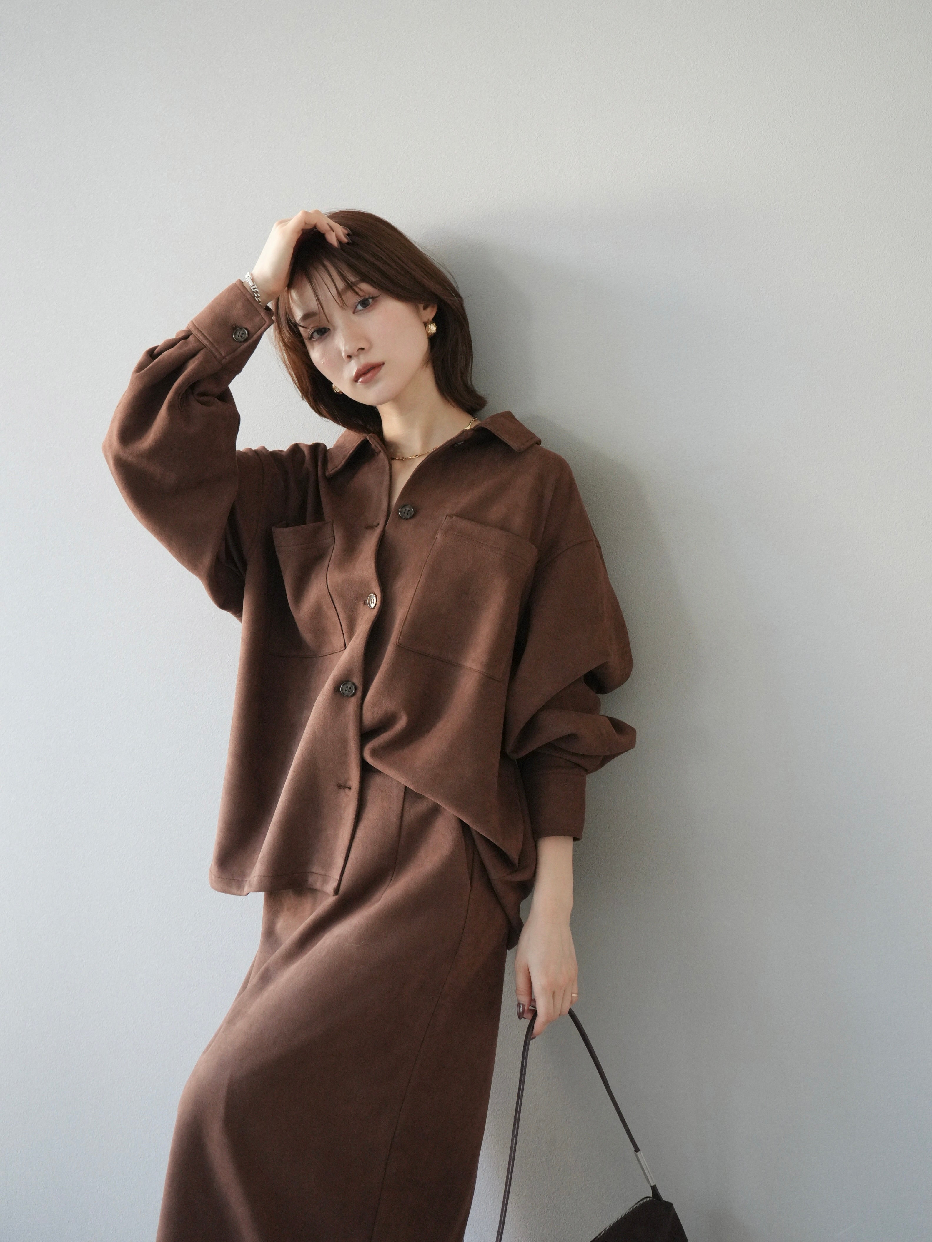 予約]スエードシャツジャケット/ブラウン – Lumier