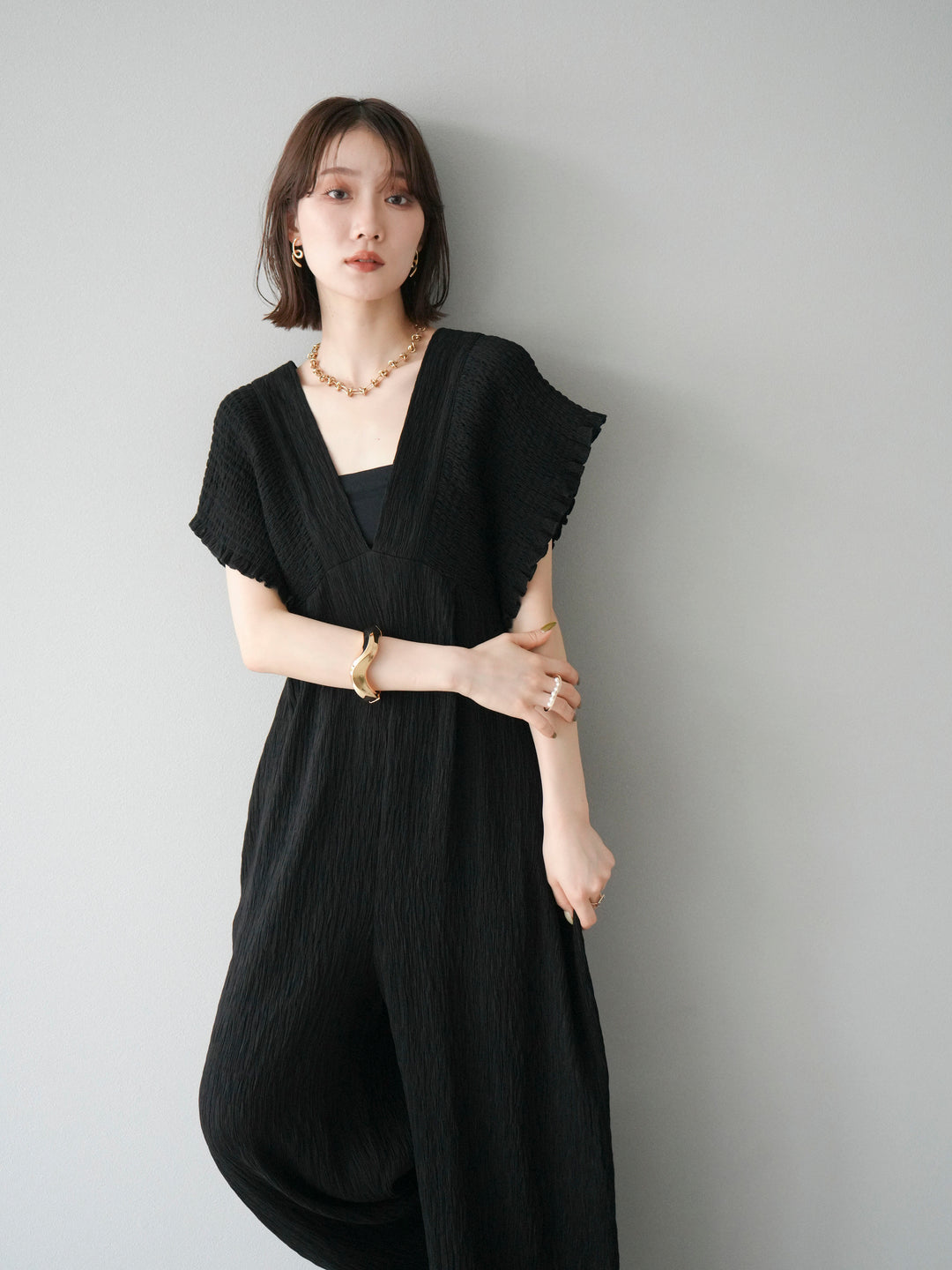 [SET]楊柳シャーリングサロペット+楊柳シャーリングサロペット(2set)