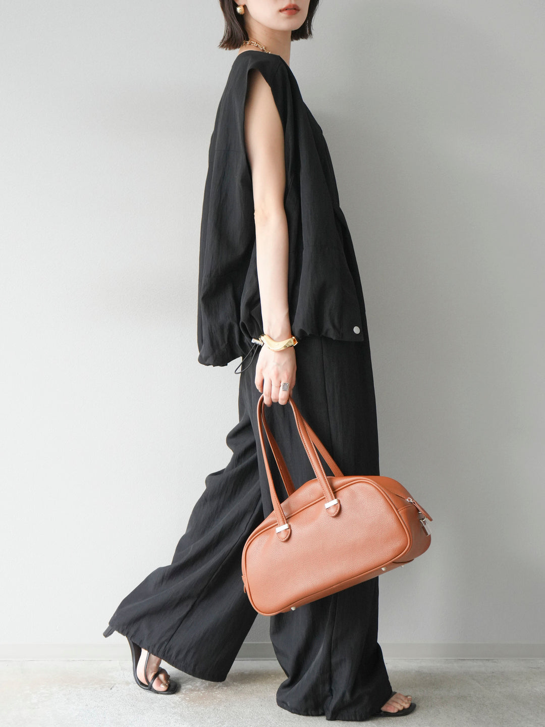 [SET]リネンライクビスチェデザインサロペット+リネンライクドロストバルーンブルゾン(2set)