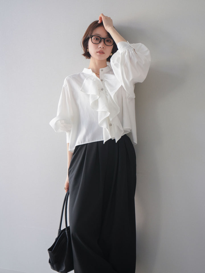[SET]ラッフルフレアショートブラウス+ラッフルフレアショートブラウス(2set)