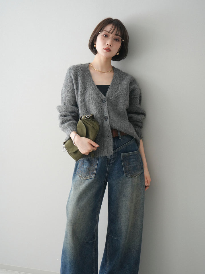 [予約]起毛シャギーニットカーディガン/gray