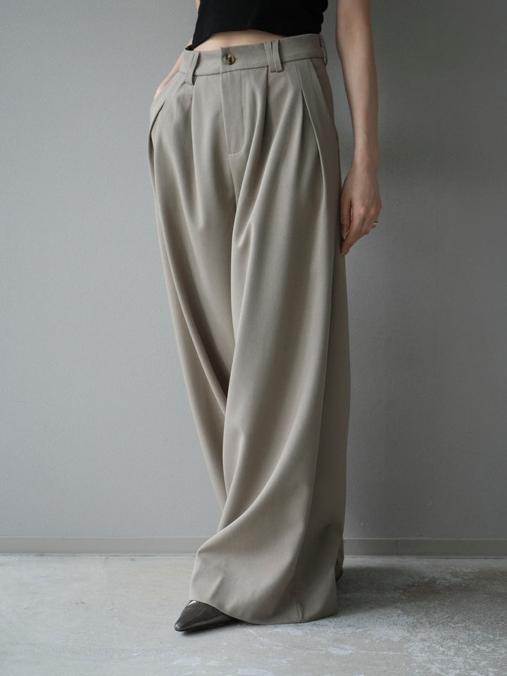 [予約]ダブルタックワイドパンツ/ベージュ