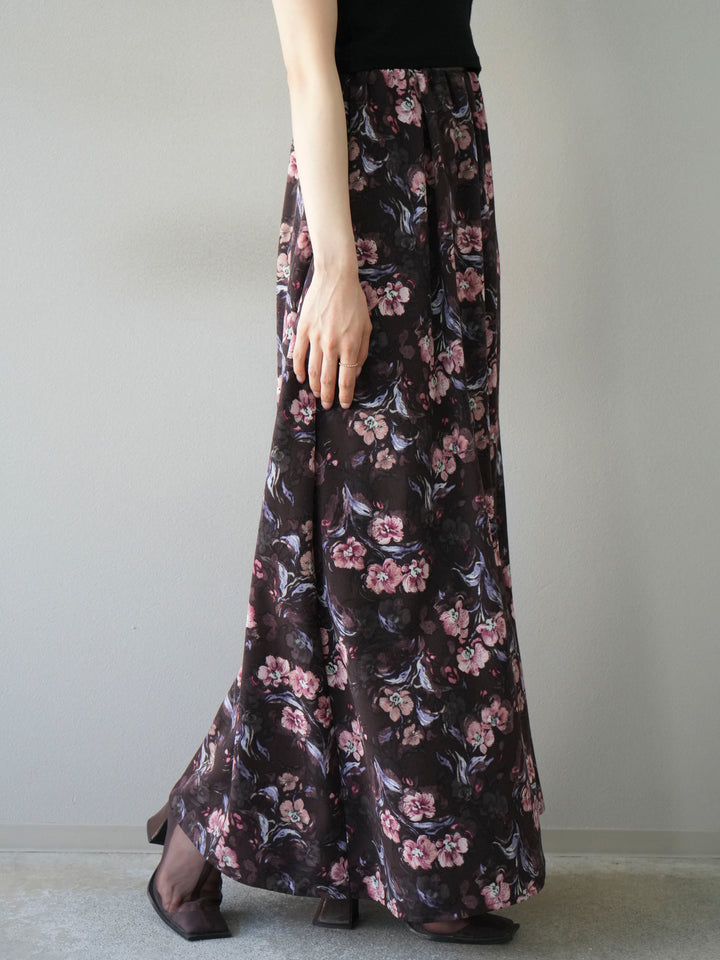 [予約]フラワーナロースカート/ブラウン