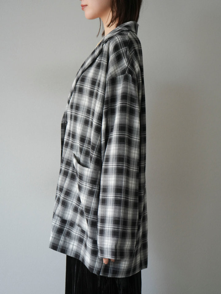 [予約]チェックシャツジャケット/ブラック