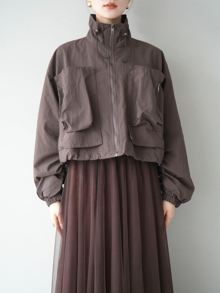 [予約]ポケットデザインショートブルゾン/ブラック