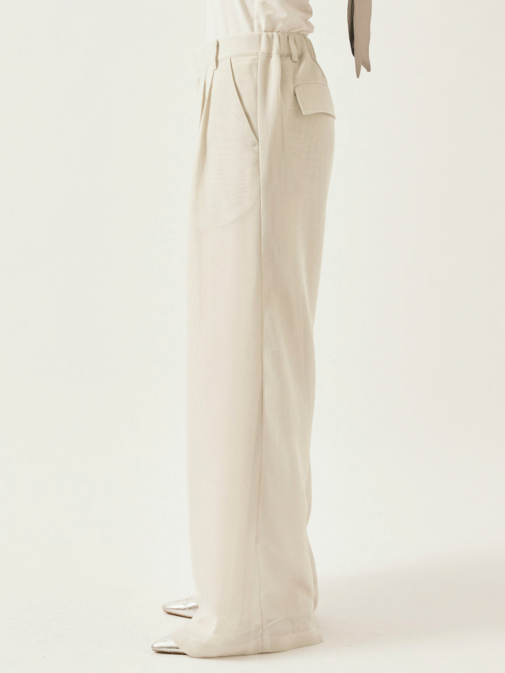 [予約]メッシュタックワイドパンツ/オフグレー