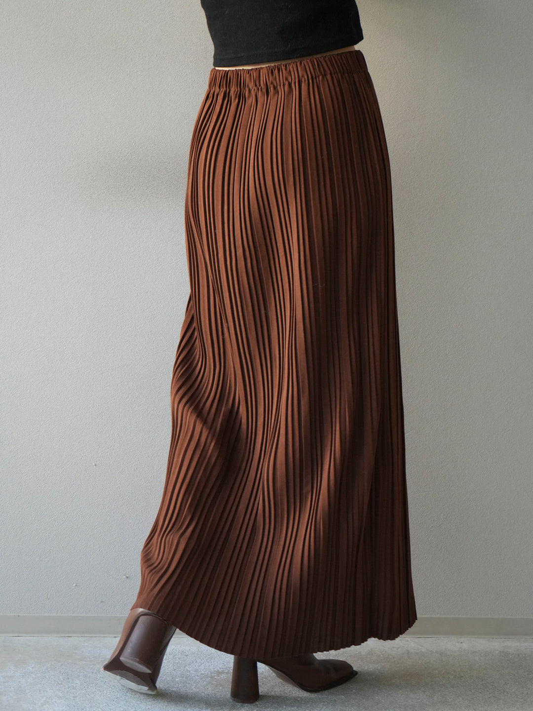 [予約]プリーツIラインスカート/brown