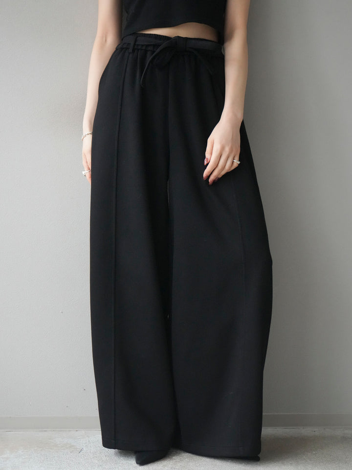 [予約]ベルト付スウェットワイドパンツ/black