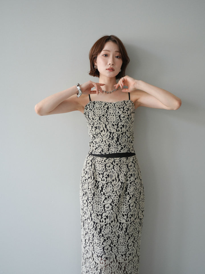 [SET]フルレースキャミ＆IラインスカートSET UP