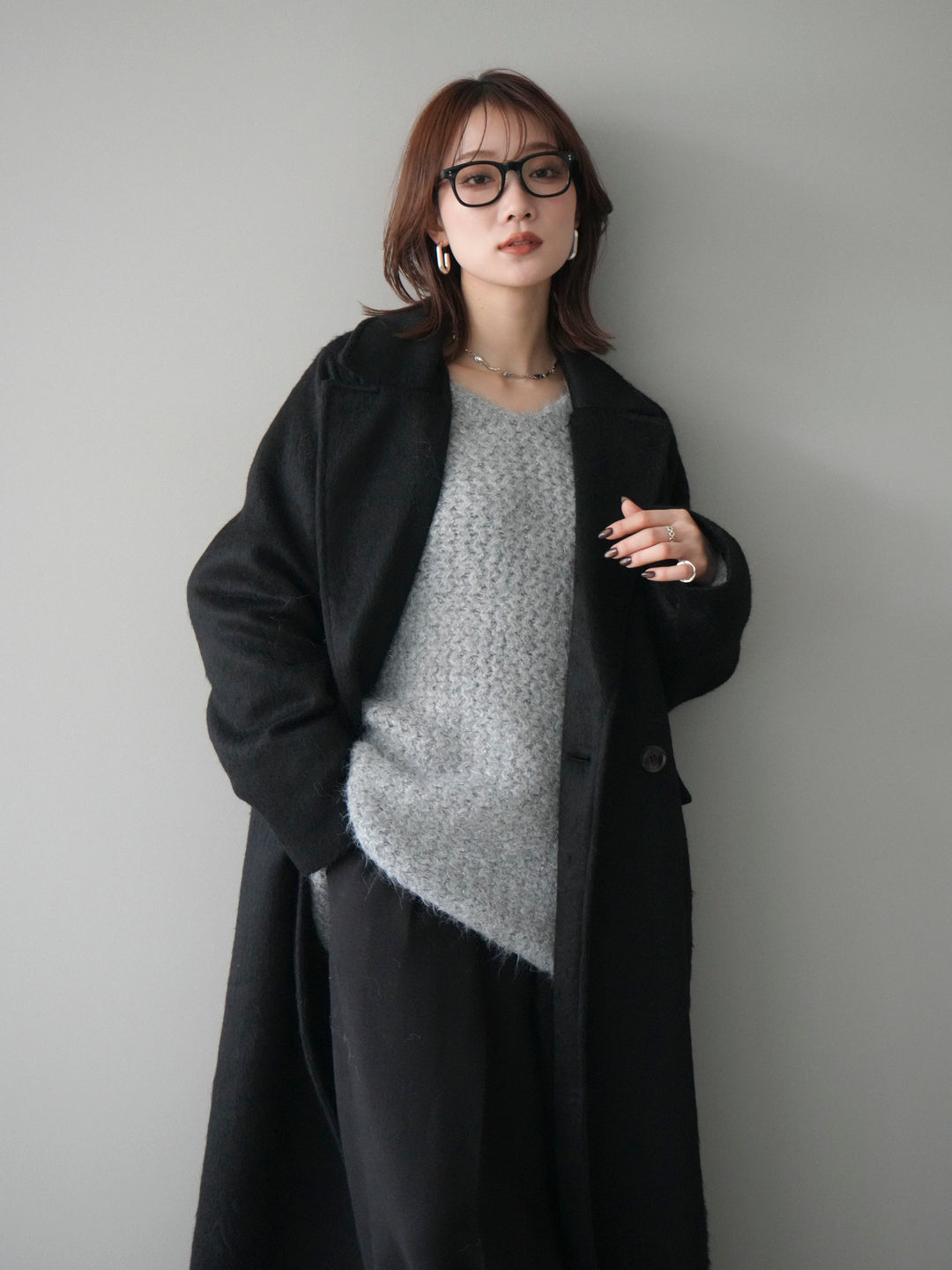 [予約]ソフトシャギーチェスターコート/black