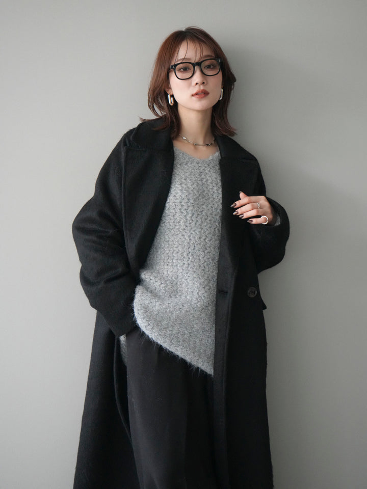 [予約]ソフトシャギーチェスターコート/black