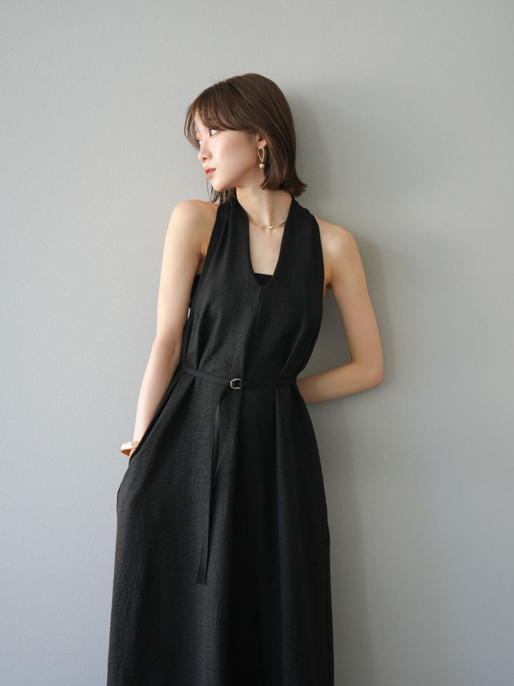 【預購】環形設計不均勻染色洋裝/黑色