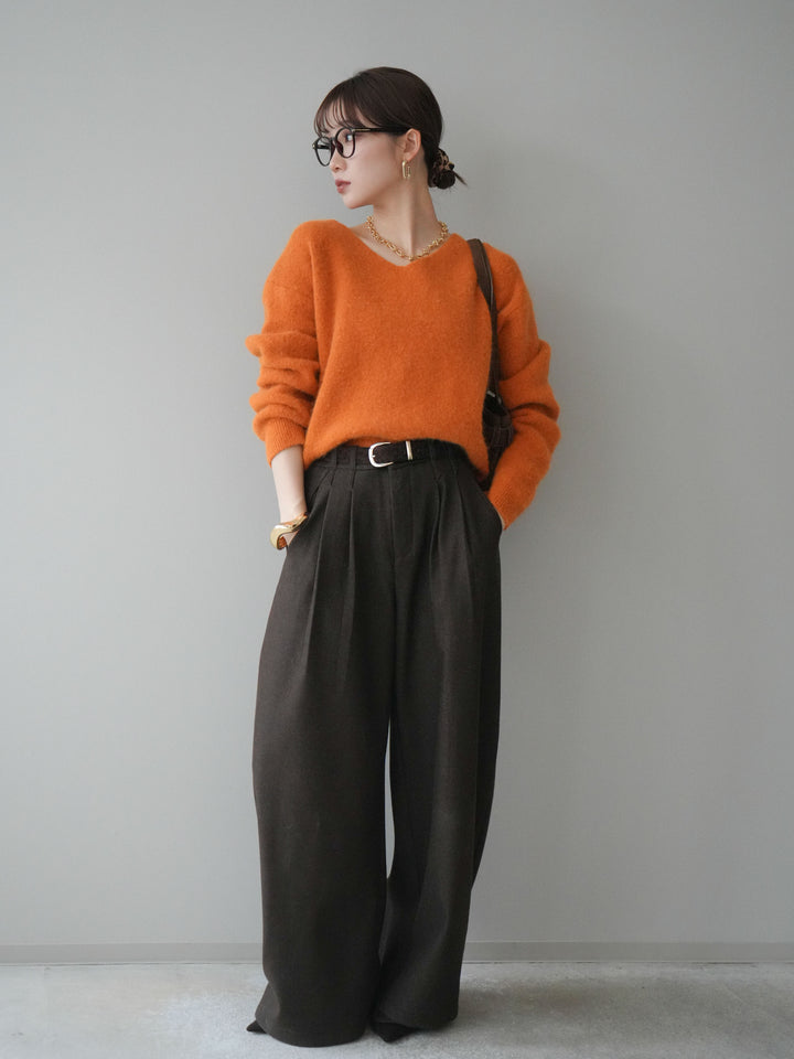 [SET]アニマル柄ベルト付きウールタッチワイドパンツ+アニマル柄ベルト付きウールタッチワイドパンツ(2set)